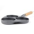 mini egg cast iron skillet divided frying pan with wood handle